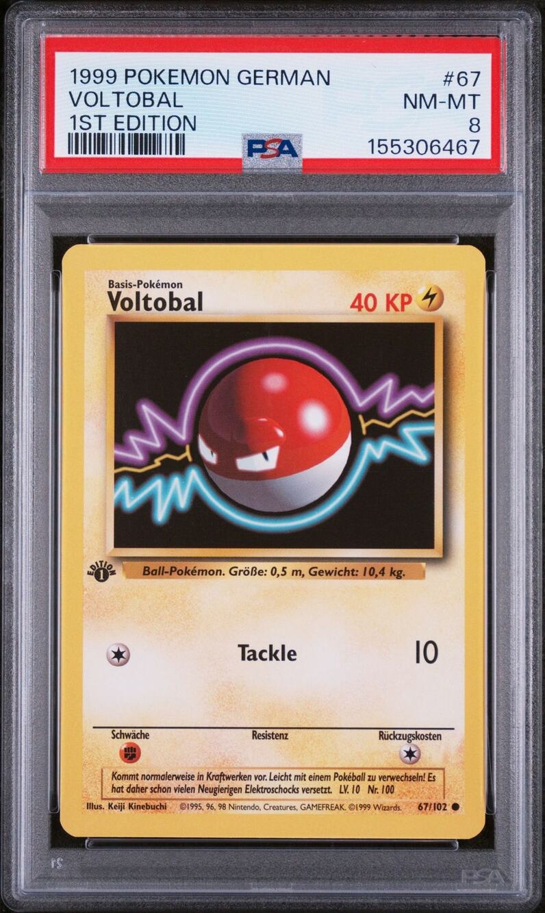 PSA 8 NM-MT Voltorb (Voltobal) 1st Edition 67/102 Pokémon 1999 German Base Set